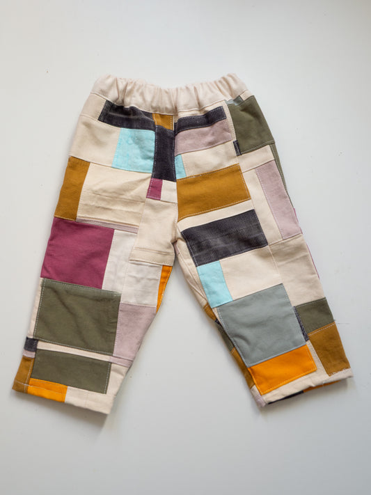 TCP MINI (SIZE 1) - Reworked Organic Patchwork Pants - Multi Color with Corduroy