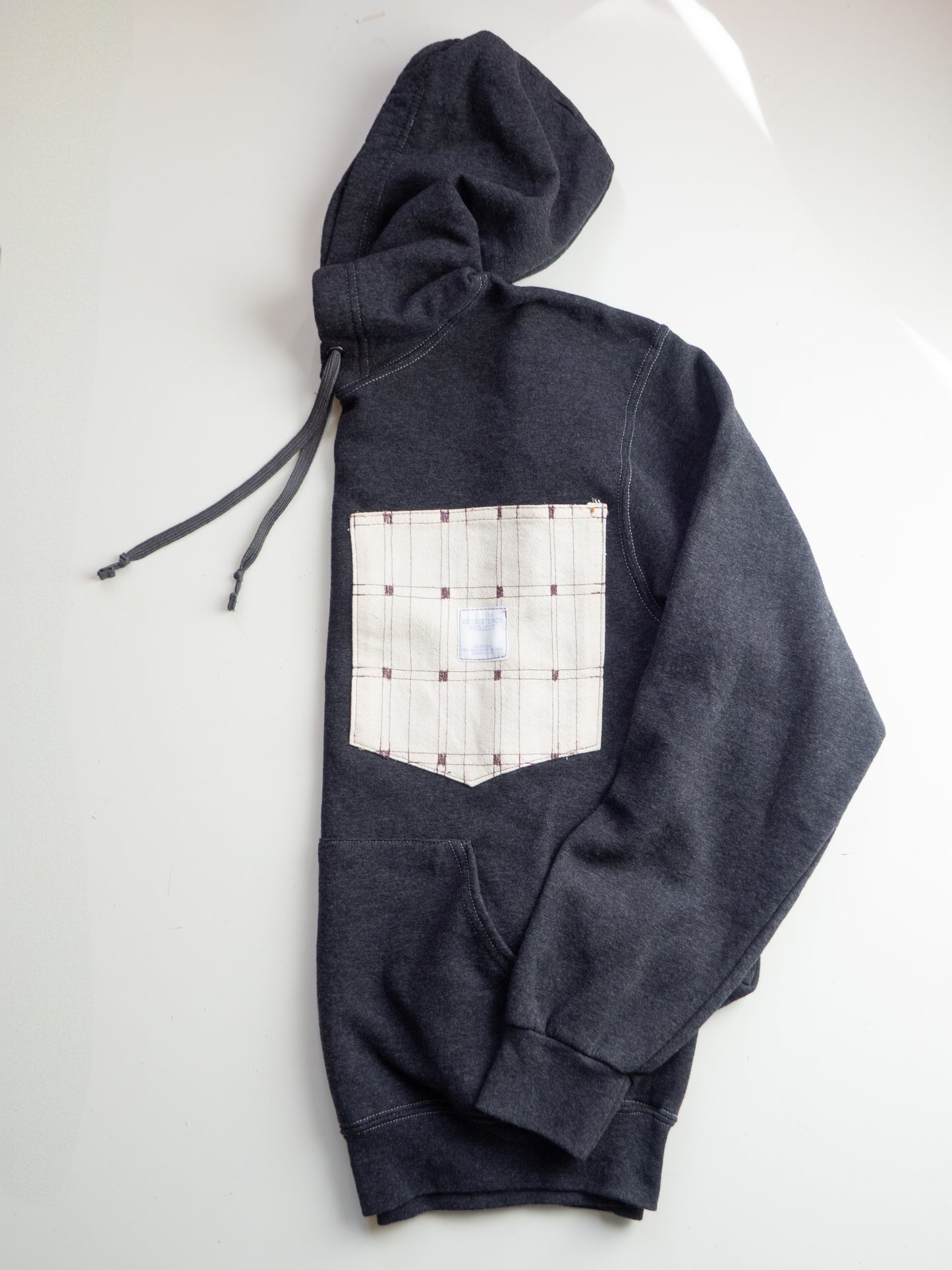 Reworked Pocket Hoodie (Size S) - Brown Checker Pattern
