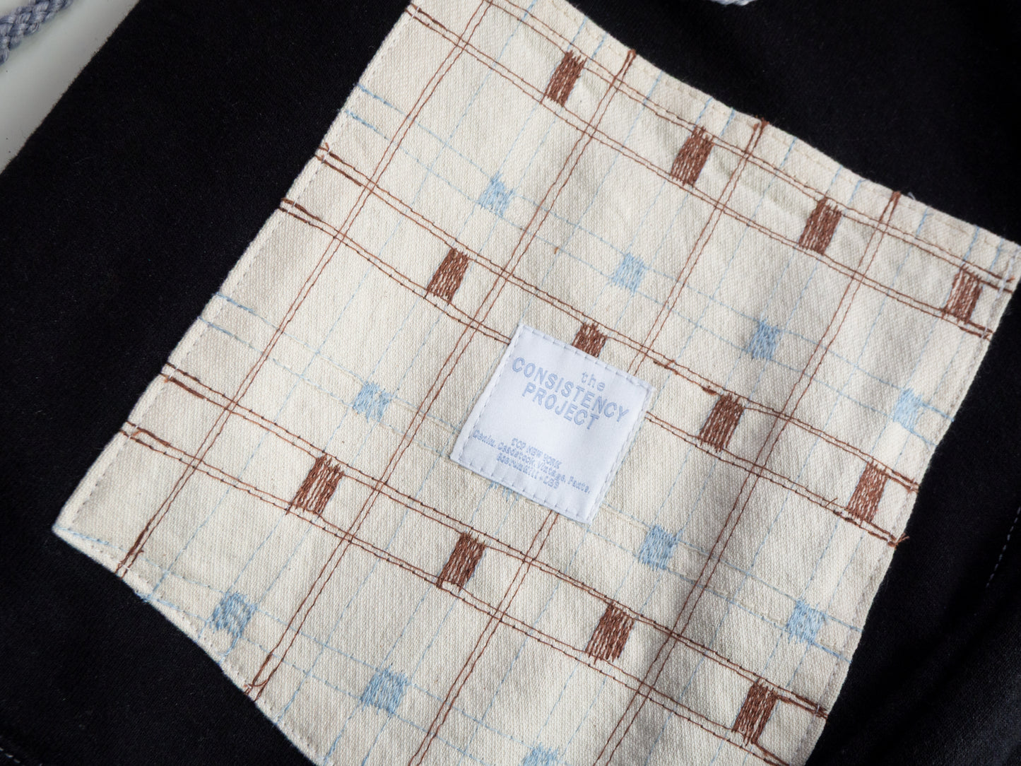 Reworked Pocket Hoodie (Size M) - Brown, and Blue Checker Pattern