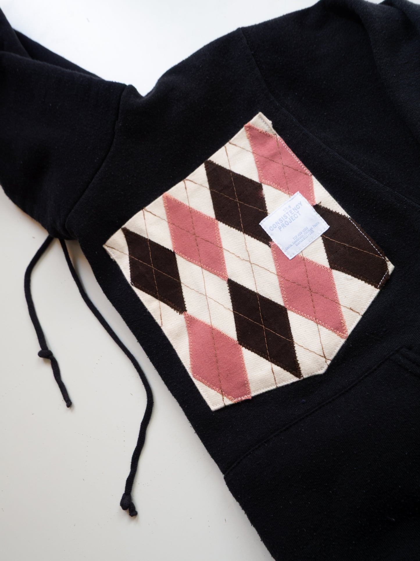 Reworked Pocket Hoodie (Size XS) - Brown and Pink Argyle