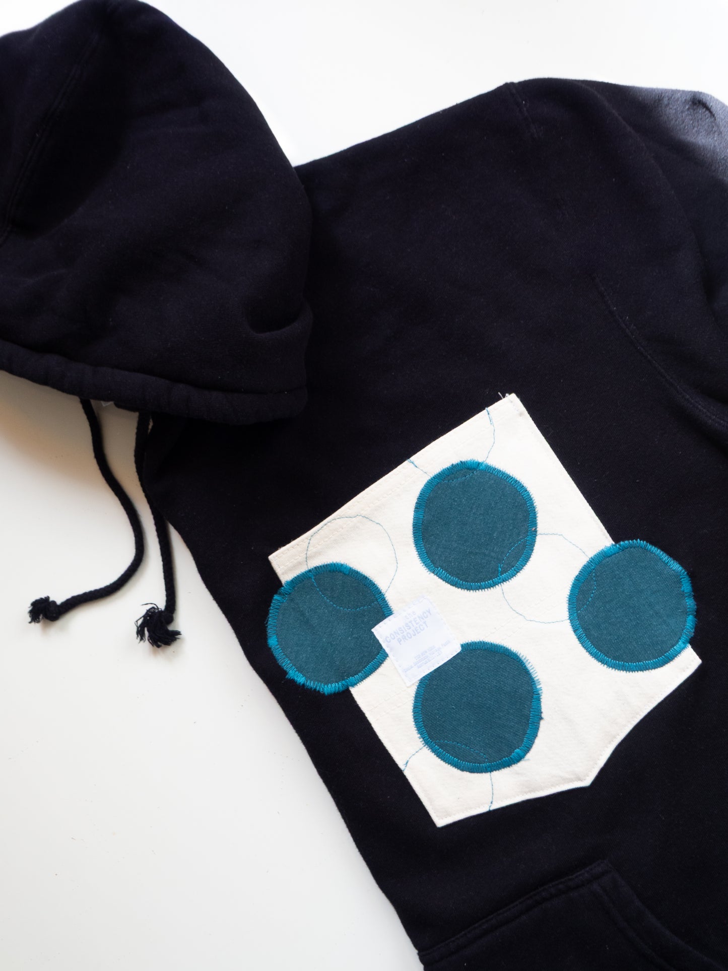 Reworked Pocket Hoodie (Size XL) - Teal Polka Dots