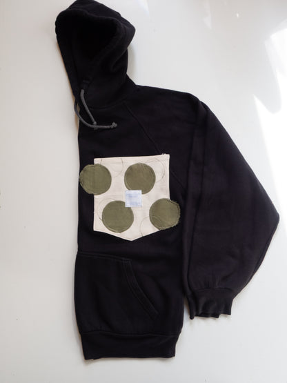 Reworked Pocket Hoodie (Size S) - Green Polka Dots