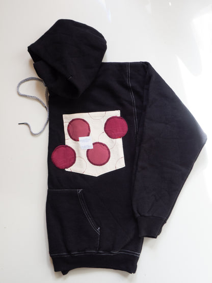 Reworked Pocket Hoodie (Size M/L) - Burgundy Polka Dots
