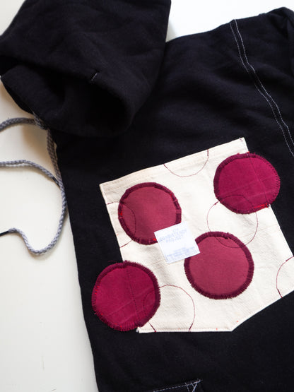 Reworked Pocket Hoodie (Size M/L) - Burgundy Polka Dots