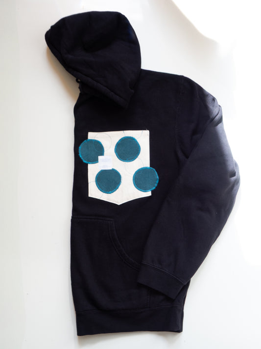 Reworked Pocket Hoodie (Size XL) - Teal Polka Dots