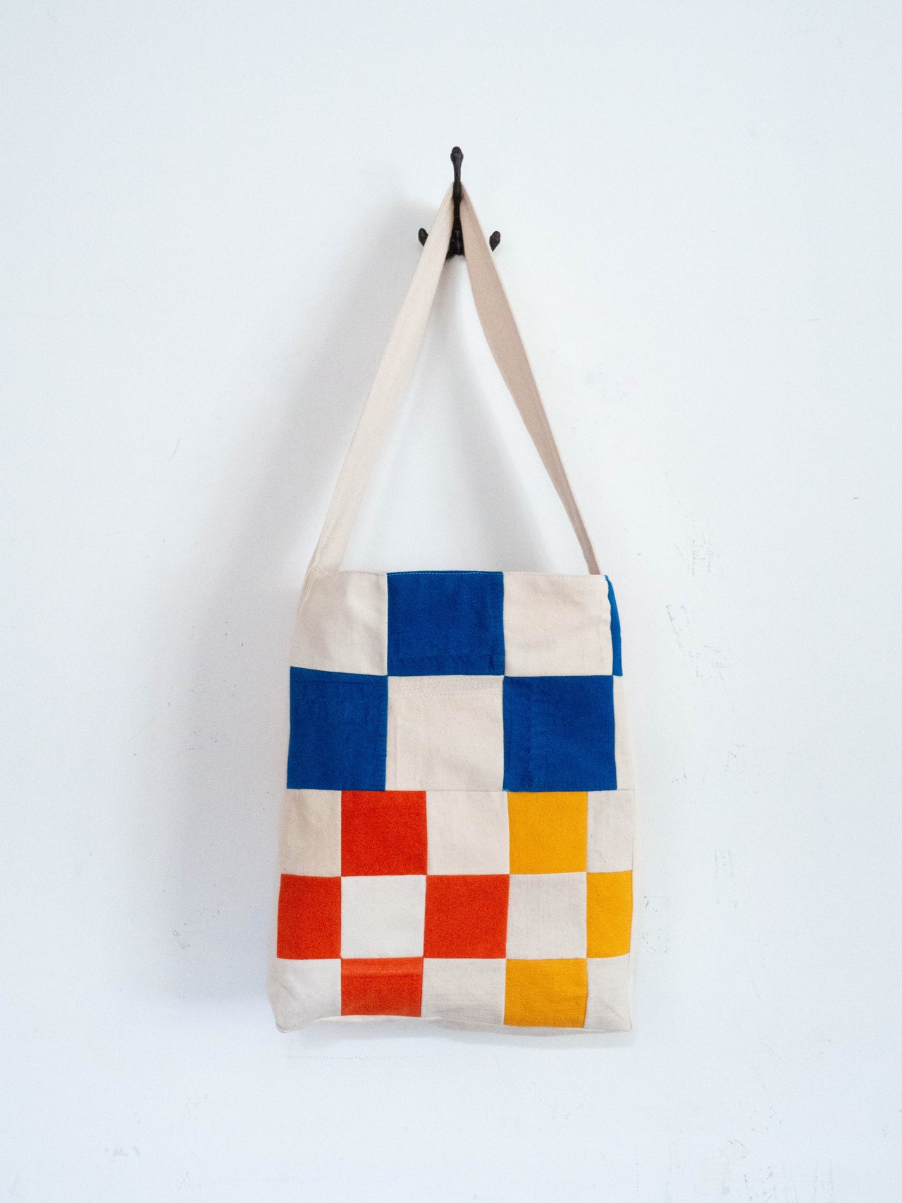 MARKET TOTE - RANDOM CHECKERBLOCK - MULTI-COLOR & CREAM CANVAS (6 of 12)