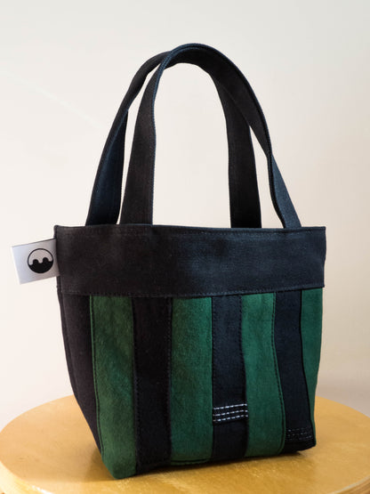 TCP Mini Bag Tote - Striped Patchwork (Green & Blk)