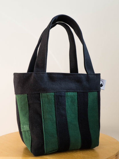 TCP Mini Bag Tote - Striped Patchwork (Green & Blk)